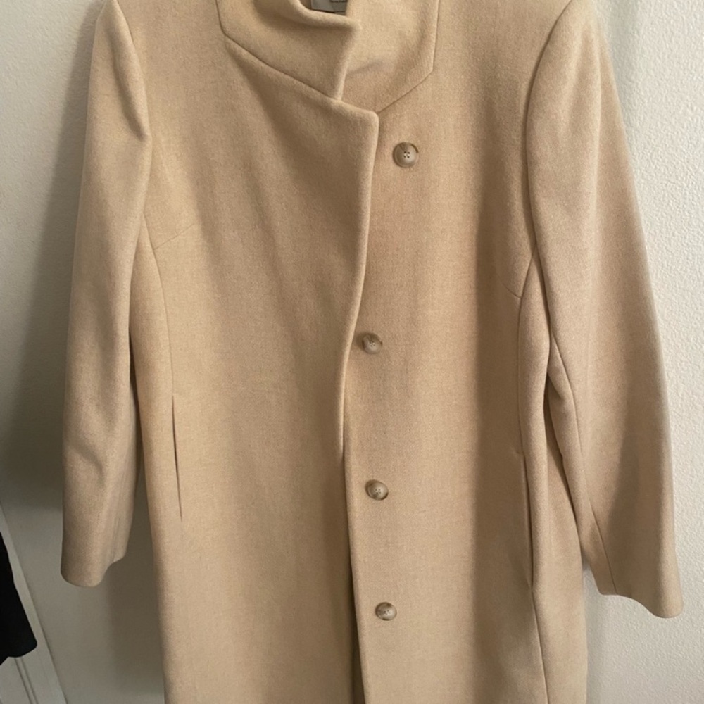 REISS Marcie Wool Blend Mid Length Coat Stone Color - Picture 4 of 16